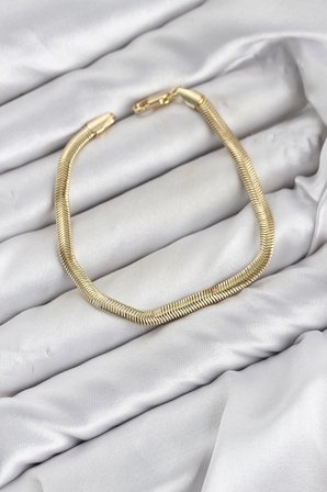 CM Yassı Yılan Zincir Model Gold Renk Pirinç Kadın Bileklik