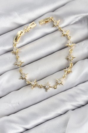 CM Kutup Yıldızı Model Gold Renk Zirkon Taşlı Kadın Bileklik