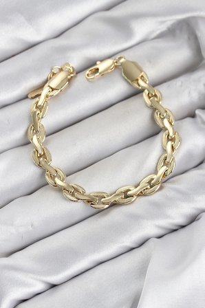 CM Kalın Zincir Model Gold Renk Pirinç Kadın Bileklik