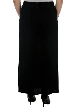 Tesettür Büyük Beden Payet Ve Taş Detaylı Astarlı Portoriko Kumaş Anne Eteği