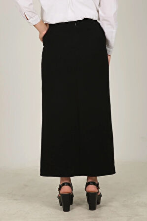 Tesettür Büyük Beden Taş Detaylı Pılelı Astarlı Portoriko Anne Eteği