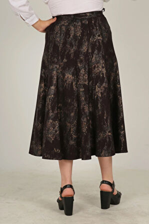 Otantik Desenli Çok Parçalı Kloş Etek