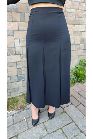 Tesettür Büyük Beden Fişekli Astarlı Portoriko Kloş Anne Eteği Urun Boy 95 Cm