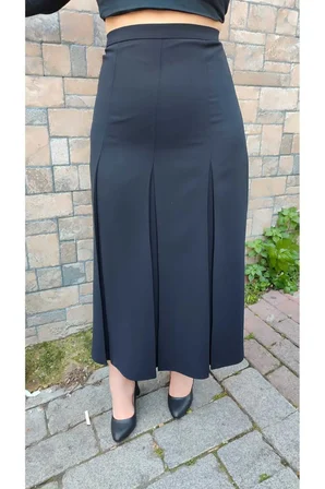 Tesettür Büyük Beden Fişekli Astarlı Portoriko Kloş Anne Eteği Urun Boy 95 Cm