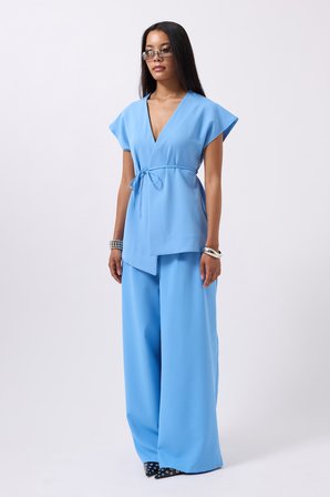 Casual Yüksek Bel Pantolon - Mavi