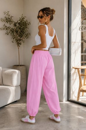Pembe Gündelik Spor Jogger Pantolon Pink Casual Sport Jogger Pants