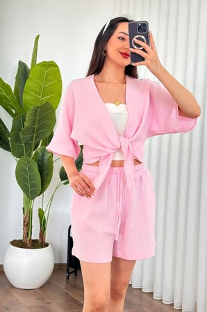 Pembe Gündelik Boho Bluz