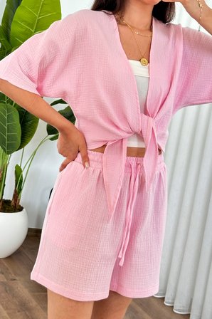 Pembe Gündelik Boho Bluz