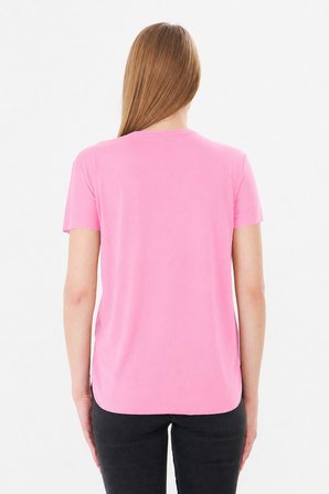 Pembe Bluz  Gündelik Sevimli  Düz  Kısa Kol