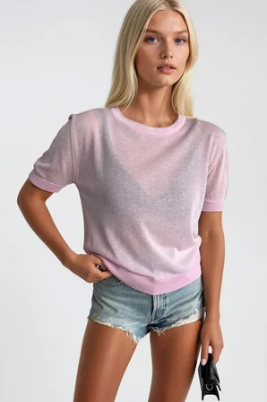 Pembe Gündelik Seksi Sevimli Bluz