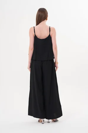 Askılı Crop Bluz Siyah