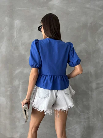 Saks D 2699 Önden Bağlamalı Poplin Bluz