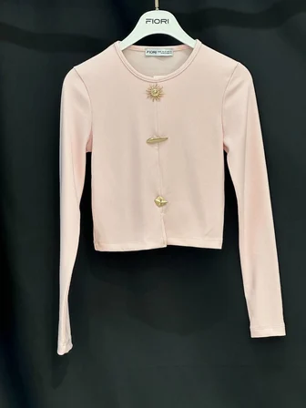 Pembe Slim Fit Bluz Uzun Düz Kollarıyla
