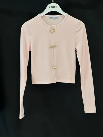 Pembe Slim Fit Bluz Uzun Düz Kollarıyla