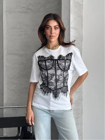 Beyaz Gündelik Seksi Sokak Tarzı Bluz