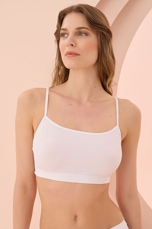 Beyaz İnce Askılı Seamless Büstiyer
