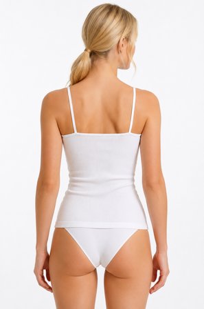Beyaz İnce Askılı Seamless Fitilli Body