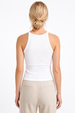Beyaz Halter Yaka Fitilli Seamless Body