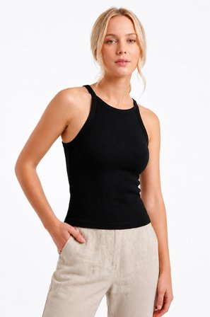 Siyah Halter Yaka Fitilli Seamless Body