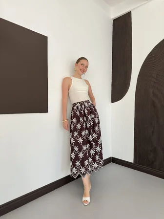 Bordo A Kesim Midi Etek