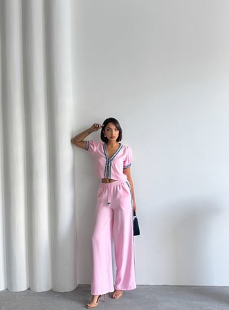 Kot Detaylı Ceket - Pembe