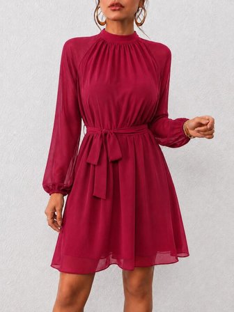 Bordo Fit & Flare Mini Elbise