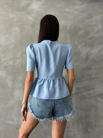 Mavi Mavi   Dantel Detaylı Bluz