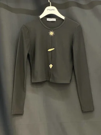 Siyah Bluz - Gündelik Zarif Sokak Tarzı Crop