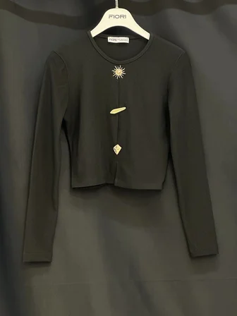 Siyah Bluz - Gündelik Zarif Sokak Tarzı Crop