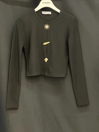 Siyah Bluz - Gündelik Zarif Sokak Tarzı Crop