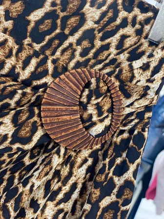 Kahverengi Leopar Baskılı Yüksek Bel Midi Wrap Etek