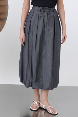 Denim Balon Etek - Koyu Lacivert