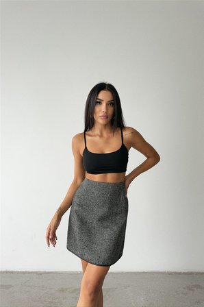 Kaşe Kısa Etek - Siyah