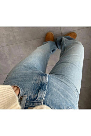 BYB YENİ SEZON MAVİ YIKAMALI WİDE LEG JEANS