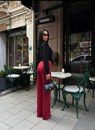 BYB Modal kumaş bordo çımalı pantolon