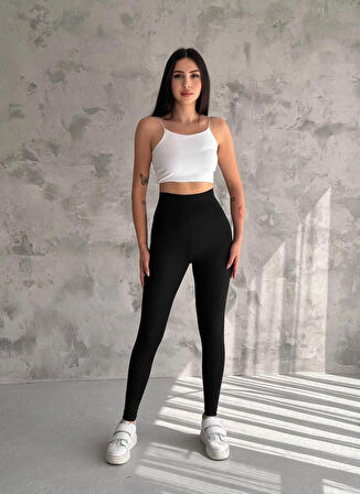  Yüksek bel şardonsuz toparlayıcı  siyah tayt