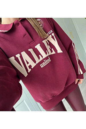 BYB BORDO WALLEY BASKILI SWEATSHİRT