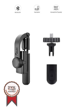 Video Çerçeve Kare Tripod Çok Amaçlı Kumandalı 360 Derece Gimbal Selfie Çubuğu Q08 Siyah