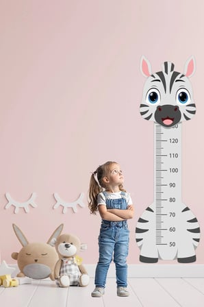 Sevimli Safari Hayvanları Çocuk Boy Ölçer Duvar Stickerı - Bebek ve Çocuk Odası Boy Cetveli Etiketi - Zebra 
