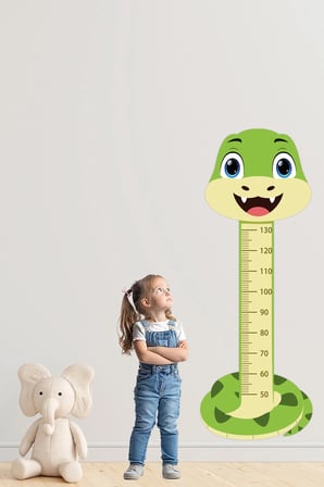 Sevimli Safari Hayvanları Çocuk Boy Ölçer Duvar Stickerı - Bebek ve Çocuk Odası Boy Cetveli Etiketi - Yılan