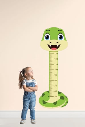 Sevimli Safari Hayvanları Çocuk Boy Ölçer Duvar Stickerı - Bebek ve Çocuk Odası Boy Cetveli Etiketi - Yılan
