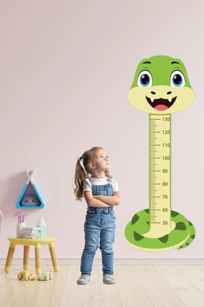 Sevimli Safari Hayvanları Çocuk Boy Ölçer Duvar Stickerı - Bebek ve Çocuk Odası Boy Cetveli Etiketi - Yılan