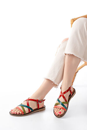 205-017 Multi Ortopedik Hakiki Deri Kadın Sandalet