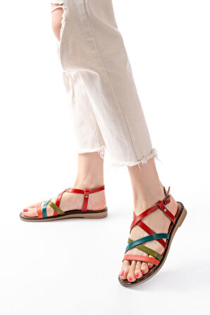 205-017 Multi Ortopedik Hakiki Deri Kadın Sandalet