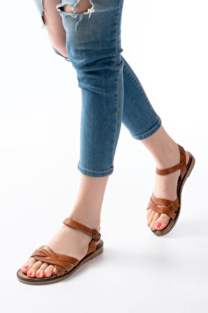 205-037 Taba Hakiki Deri Ortopedik Taban Kadın Sandalet