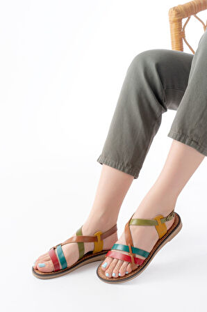 205-05 Multi Ortopedik Hakiki Deri Kadın Sandalet