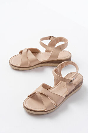 692-564 Nut Ortopedik Taban Çapraz Tokalı Kadın Sandalet