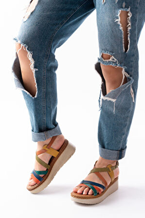 730-153 Multi Ortopedik Hakiki Deri Dolgu Kadın Sandalet