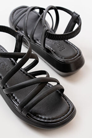 841-841 Siyah Lastikli Günlük Kadın Sandalet