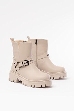 868-2015 Bej Fermuarlı Günlük Kadın Bot